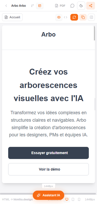 Arbo — wireframe editor on mobile